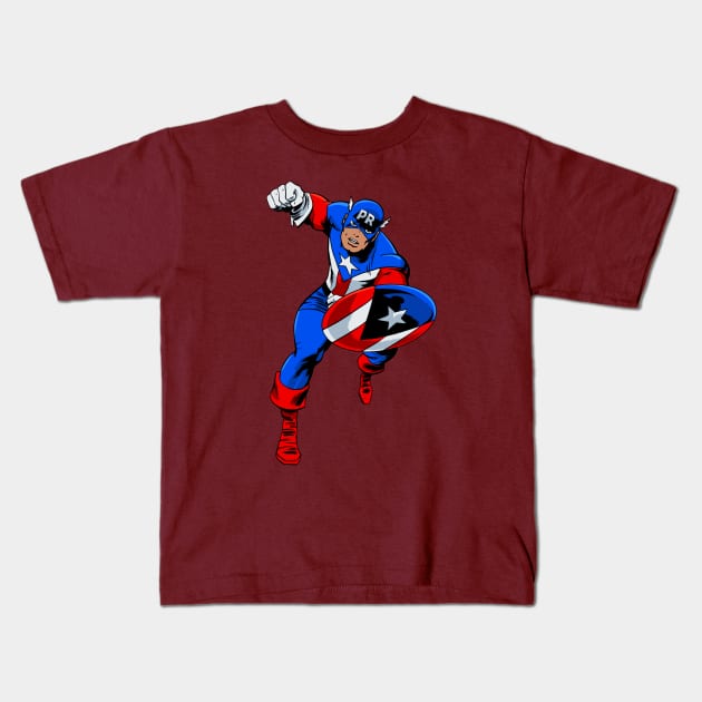 Captain Puerto Rico Kids T-Shirt by ThirteenthFloor